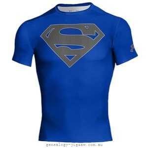 Graphite Superman Logo - Under Armour Royal Hero Logo S S Compression Training Graphite Under ...