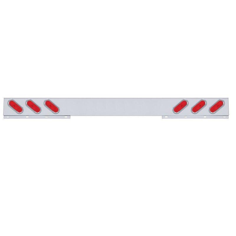 Slanted Oval Logo - Stainless 1 Piece Rear Light Bar w/ 6 Slanted Oval Light & Visor