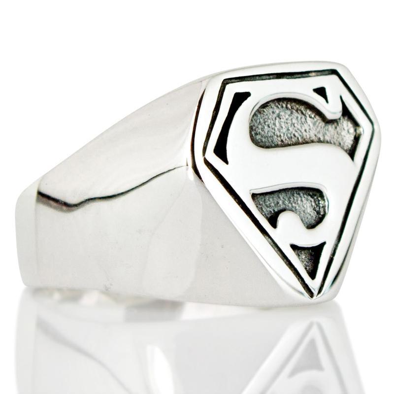 Graphite Superman Logo - Superman Ring, Sterling Silver 925 Men's Ring