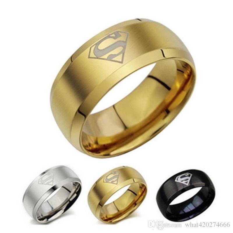 Graphite Superman Logo - 2017 Superman Ring Titanium Stainless Steel Men Ring Superman Logo ...