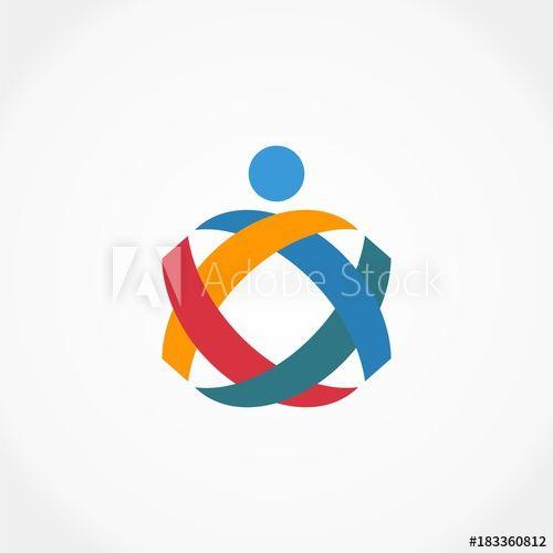 Colorful Ribbon Logo - abstract human colorful ribbon logo this stock vector