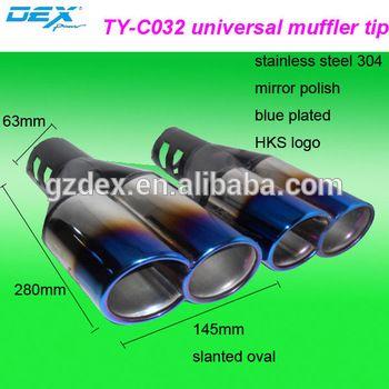 Slanted Oval Logo - Car Parts Universal Blue Plated Slanted Oval Exhaust Tip Led