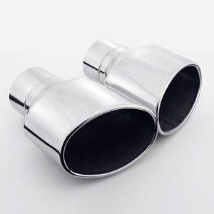 Slanted Oval Logo - 1Pair 3 inlet 8 long Slanted Rolled Oval 304 Stainless Exhaust Tip
