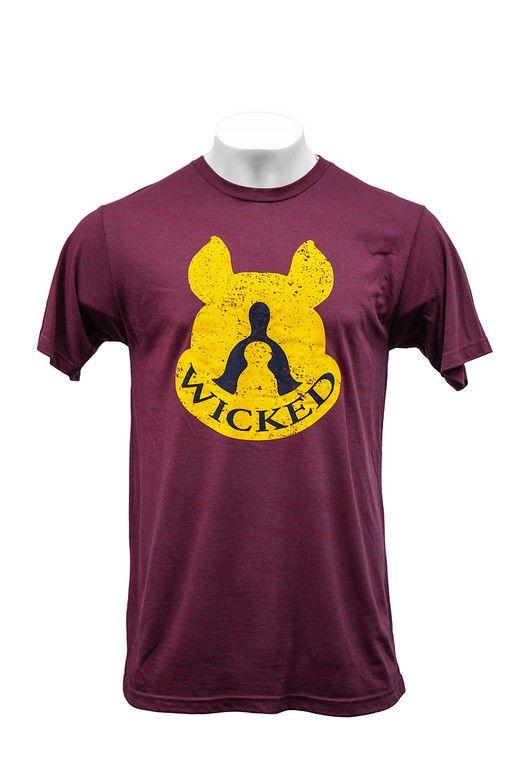 Maroon and Yellow Logo - Short Sleeve Burgundy Crew Neck Yellow and Navy Logo — Wicked Dog ...