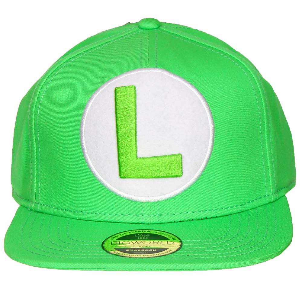 Luigi Logo - Super Mario Big L Luigi Logo Adjusatble Snapback Cap Green/White ...