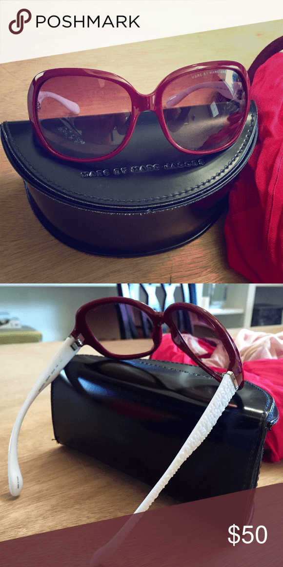 Red and White F Logo - Marc Jacobs Sunglasses Red White EUC. Worn Only A Few Times. Cute
