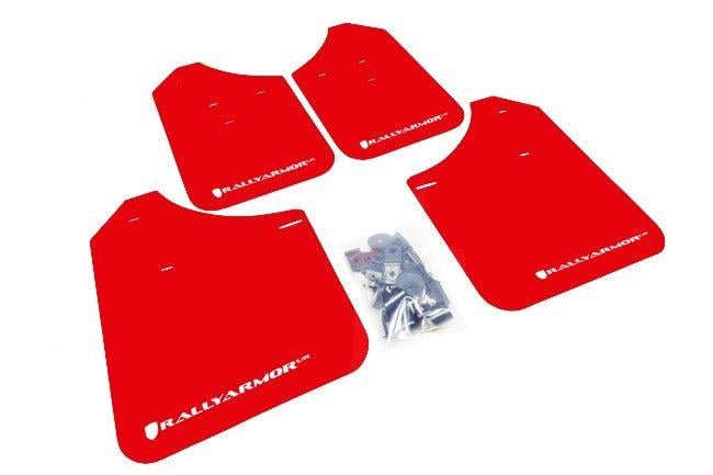Red and White F Logo - Rally Armor UR Mudflaps Red Urethane White Logo 2002-2007 Impreza ...