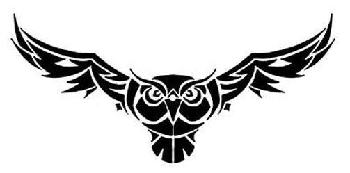 Cool Owl Logo - Cool Black Tribal Flying Owl Tattoo Design | owl