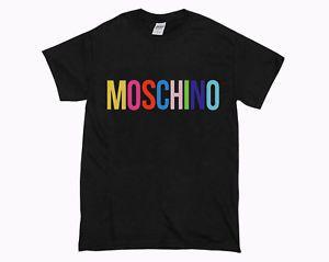 Moschino Rainbow Logo - Fashion 2018 Moschino Milano Rainbow Logo Casual Unisex T-Shirt | eBay