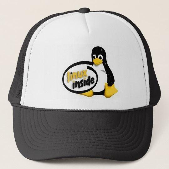 Linux Penguin Logo - LINUX INSIDE Tux the Linux Penguin Logo Trucker Hat