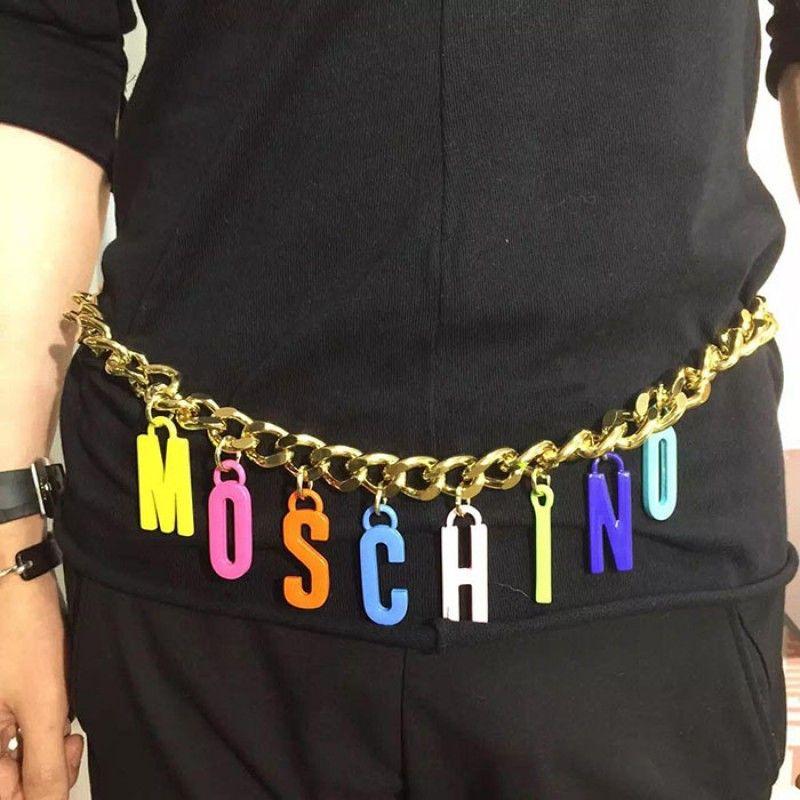 Moschino Rainbow Logo - Moschino Rainbow Logo Womens Chain Waist Gold