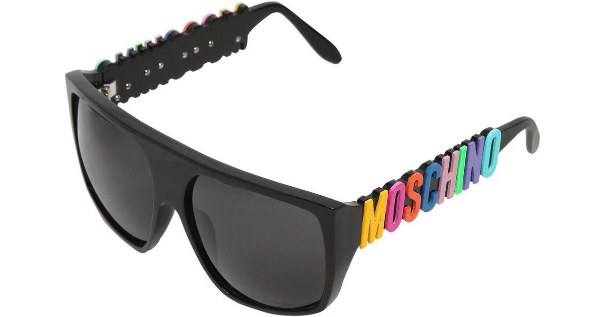 Moschino Rainbow Logo - Lyst - Moschino Logo Lettering Mask Sunglasses in Black