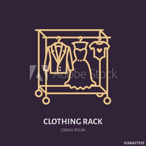 Apparel Hanger Logo - Wedding dress, men suit, kids clothes on hanger icon, clothing rack