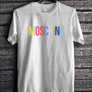 Moschino Rainbow Logo - Moschino Milano Rainbow Logo White Mens T Shirt