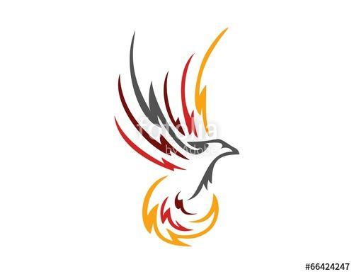 Orange Flying Bird Logo - bird logo, phoenix flying symbol, wings icon Stock image and royalty