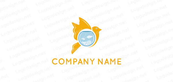 Orange Flying Bird Logo - fish bowl merged with flying bird | Logo Template by LogoDesign.net