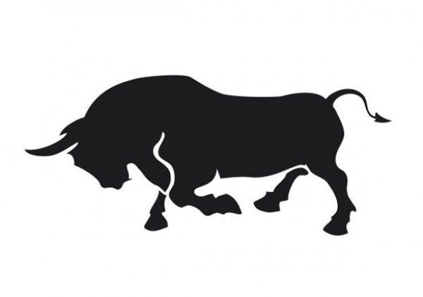 Charging Bull Logo - Charging Black Bull Vector Silhouette - WeLoveSoLo