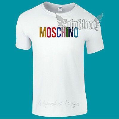 Moschino Rainbow Logo - LOVE MOSCHINO MILANO Rainbow Logo Crew Neck Men's T Shirt USA Size
