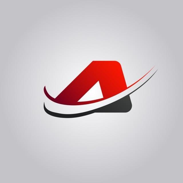 Black Red Swoosh Logo - initial A Letter logo with swoosh colored red and black Template