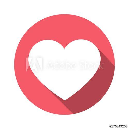 Heart Circle Logo - Heart icon circle logo with long shadow. Vector. this stock