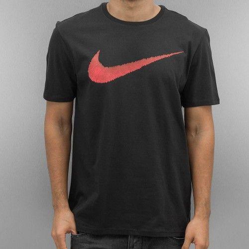 Black Red Swoosh Logo - Nike Latest Models Men T-Shirt Hangtag Swoosh in black Black / Red ...