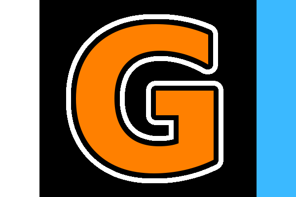 Orange G Logo - File:600px Black background bordered Black and White Orange letter G ...