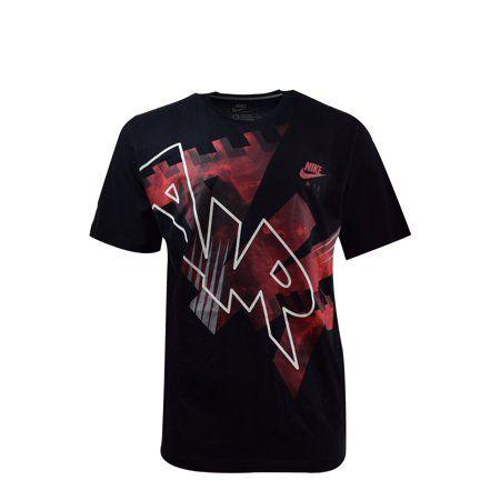 Black Red Swoosh Logo - Nike Air Swoosh Logo Men's Sportswear Athletic T-Shirt Black/Red ...