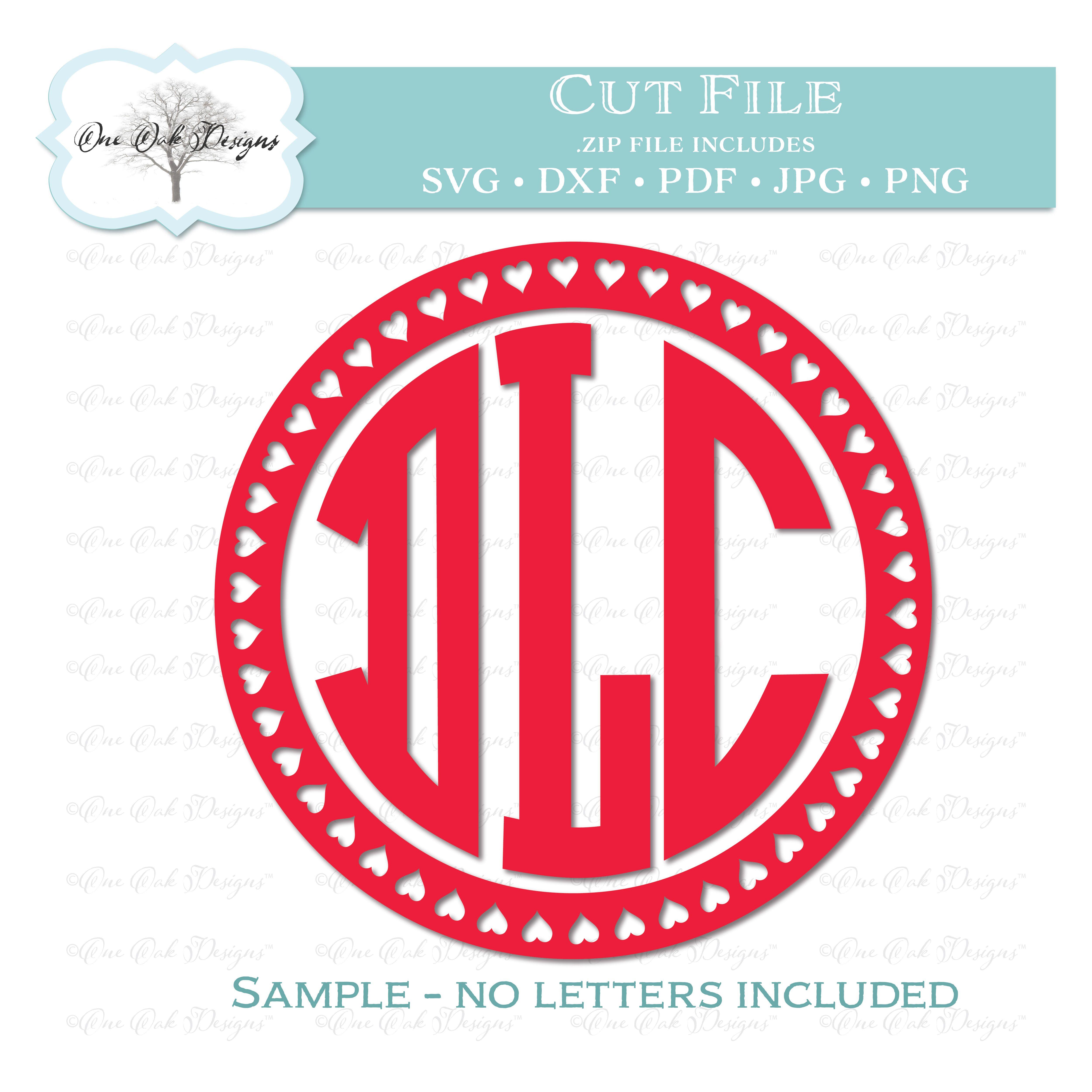 Heart Circle Logo - Heart Circle Monogram Frame cut file for Cricut Cameo Cutters