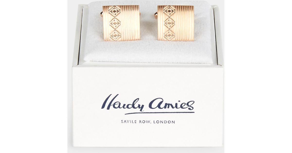 Gold Square Logo - Hardy Amies Rose Gold Square Logo Cufflinks in Pink for Men
