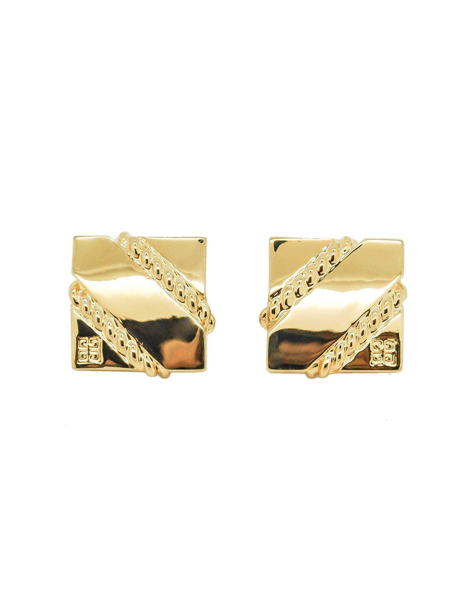 Gold Square Logo - Givenchy Vintage Gold Square Logo Earrings - from Amarcord Vintage ...