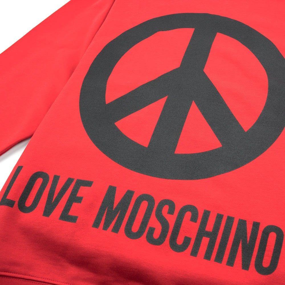 Red Peace Sign Logo - Love Moschino Love Moschino Red Peace Sign Jumper