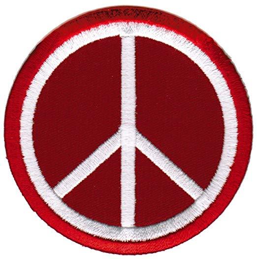 Red Peace Sign Logo - Peace Sign Embroidered Patch Anti-War Hippie Iron-On Symbol Red