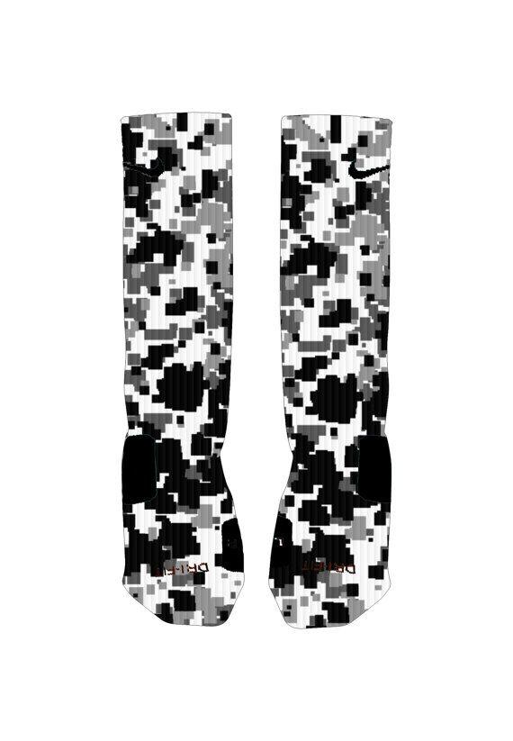 Digital Camo Nike Logo - Nike Digital Camo Socks Black gray and white <b>digital camo</b ...