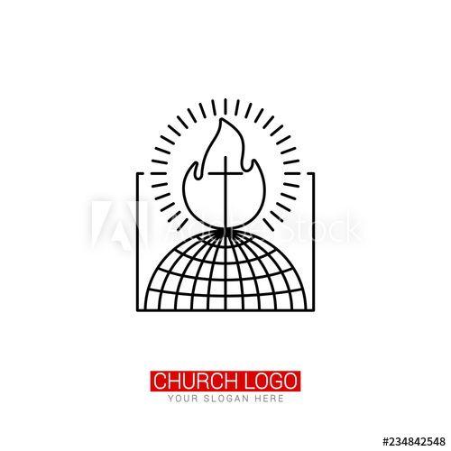 Cross with White Globe Logo - Church logo. Christian symbols. The cross of Jesus against the ...