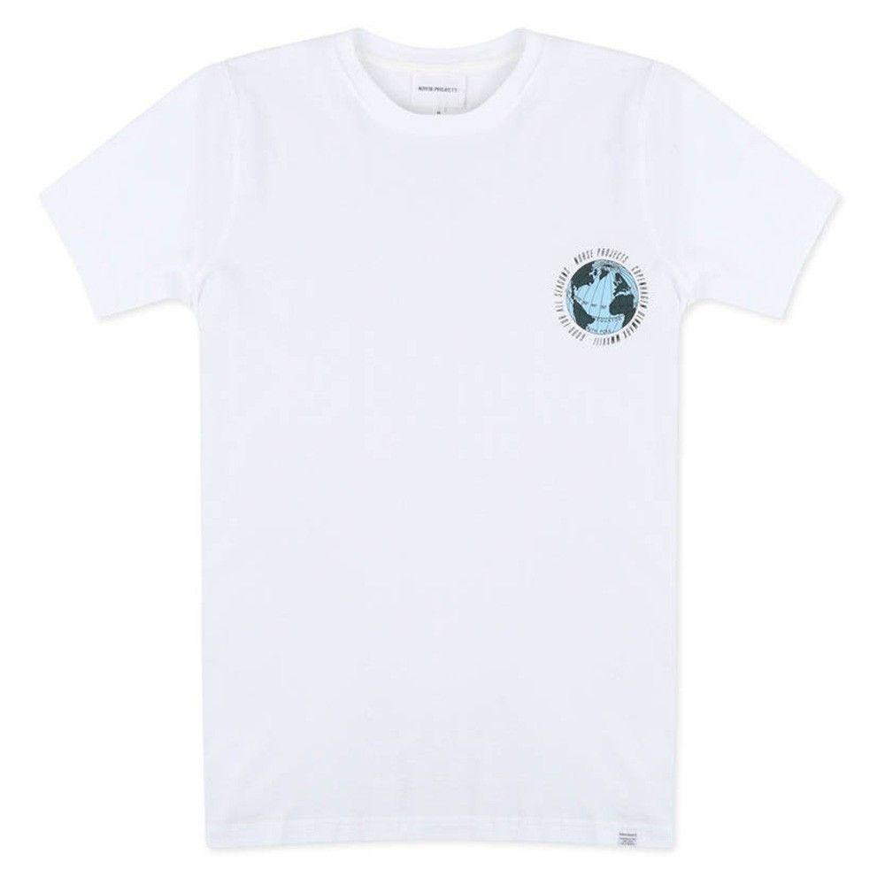 Cross with White Globe Logo - Norse Projects Niels Globe Logo T-Shirt White