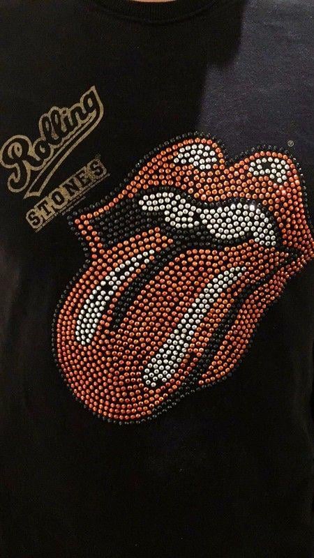 Rolling Stones Original Logo - Original Rolling Stones T Shirt With Rhinestone Logo