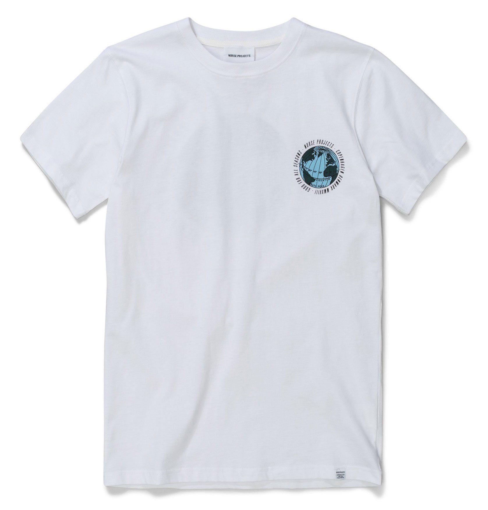 Cross with White Globe Logo - Norse Projects Niels Globe Logo T-Shirt – White – HUH. Store