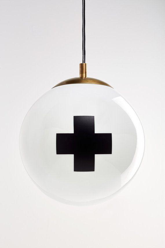 Cross with White Globe Logo - Union Pendant hanging globe light