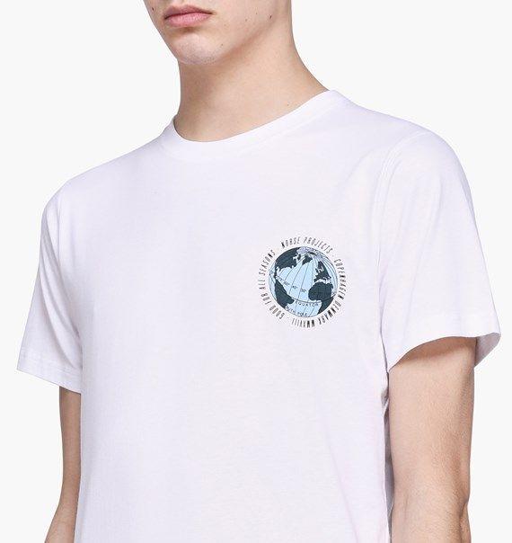 Cross with White Globe Logo - Norse Projects Niels Globe Logo | White | Short sleeved | N01-0413 ...