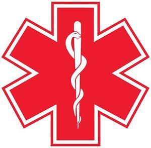 Red Star of Life Logo - Star of Life Vinyl Sticker Decal Sign *SIZES* Red Medical Paramedic