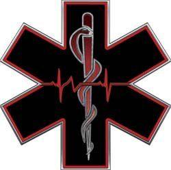 Red Star of Life Logo - Red EMT EMS Star Of Life With Heartbeat - 4