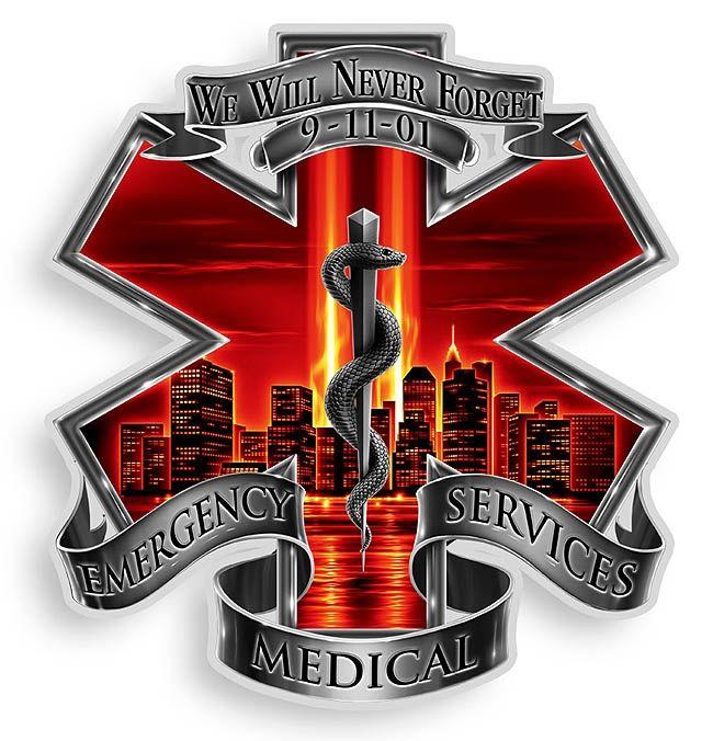 Red Star of Life Logo - We Will Never Forget Red Sky EMS Star of Life Decal