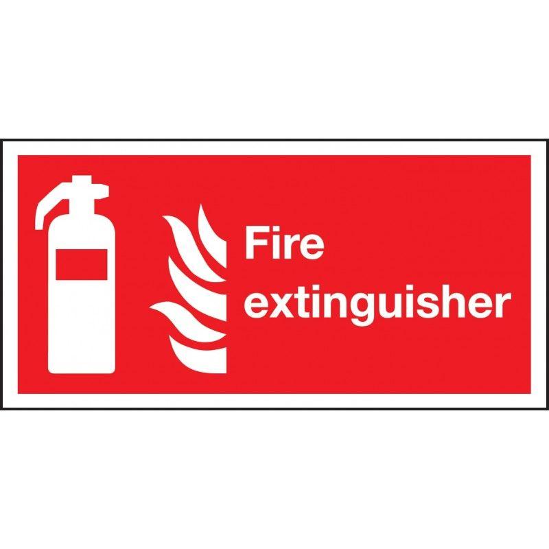 Flame On Red Rectangle Logo - Fire Extinguisher words and flames 100x200 S/A