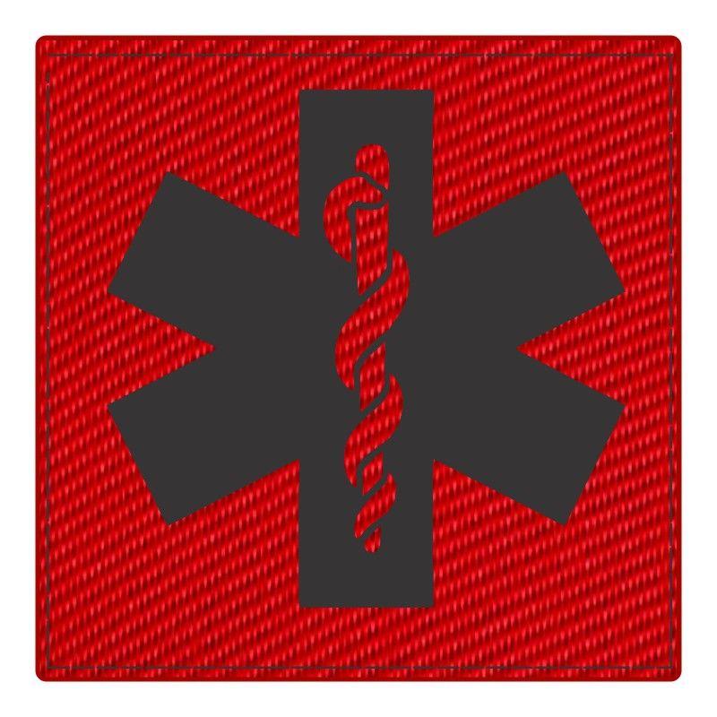 Red Star of Life Logo - Star of Life Medical ID Patch - 4 x 4 - Black Image