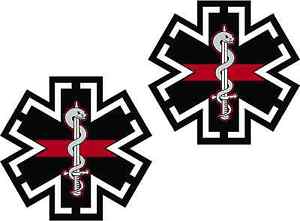 Red Star of Life Logo - 3 Tactical RED Star of Life Blue Decal EMS EMT Paramedic