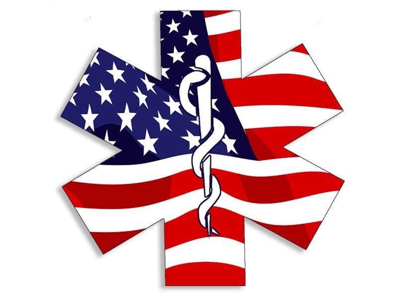 Red Star of Life Logo - $4.99 Inch American Flag Emt Star Of Life Sticker