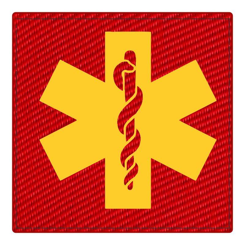 Red Star of Life Logo - Star of Life Medical ID Patch - 4 x 4 - Gold Image