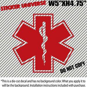 Red Star of Life Logo - RED STAR OF LIFE Symbol Die Cut Car Window Decal Sticker EMS
