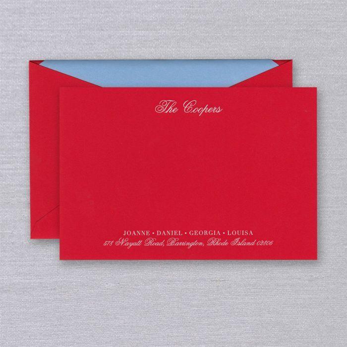 Flame On Red Rectangle Logo - Chesapeake Engraved Flame Red Correspondence Card | Crane Stationery