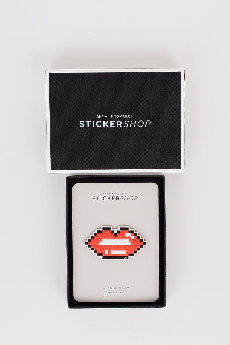 Flame On Red Rectangle Logo - Anya Hindmarch STICKERSHOP SYMBOL LIPS IN FLAME RED CAPRA Sticker